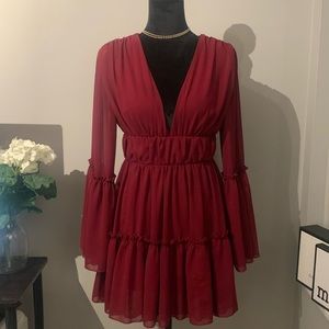 Burgundy long sleeve dress
